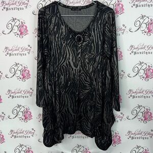 Bellissima fashion jewels beaded Chic Black Zebra Pattern Women's Blouse